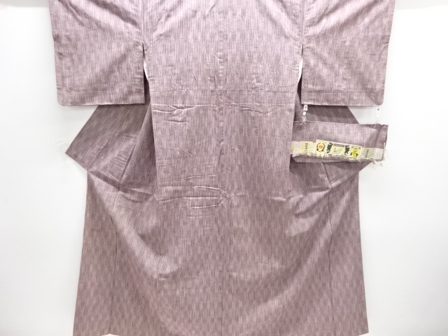 アンティーク　よろけ縞模様織出し手織り紬着物